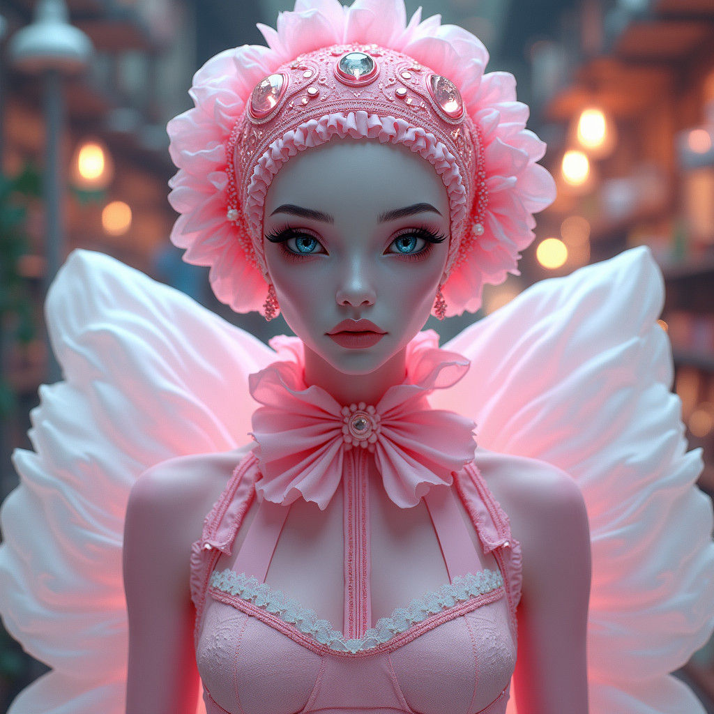 Glamorous Alien Stepford Wife in Elaborate Latex and Gauze A...