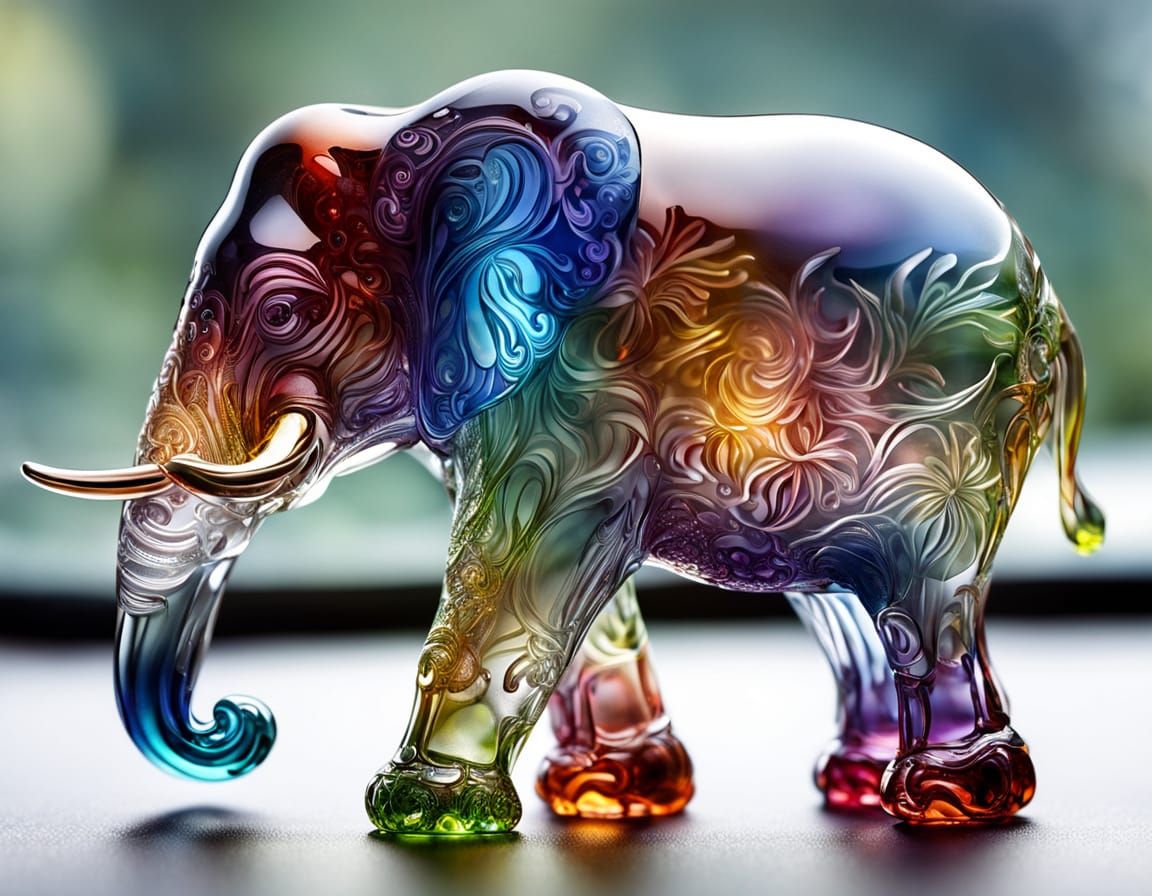 Transparent Swarovski Glass Elephant Figurine