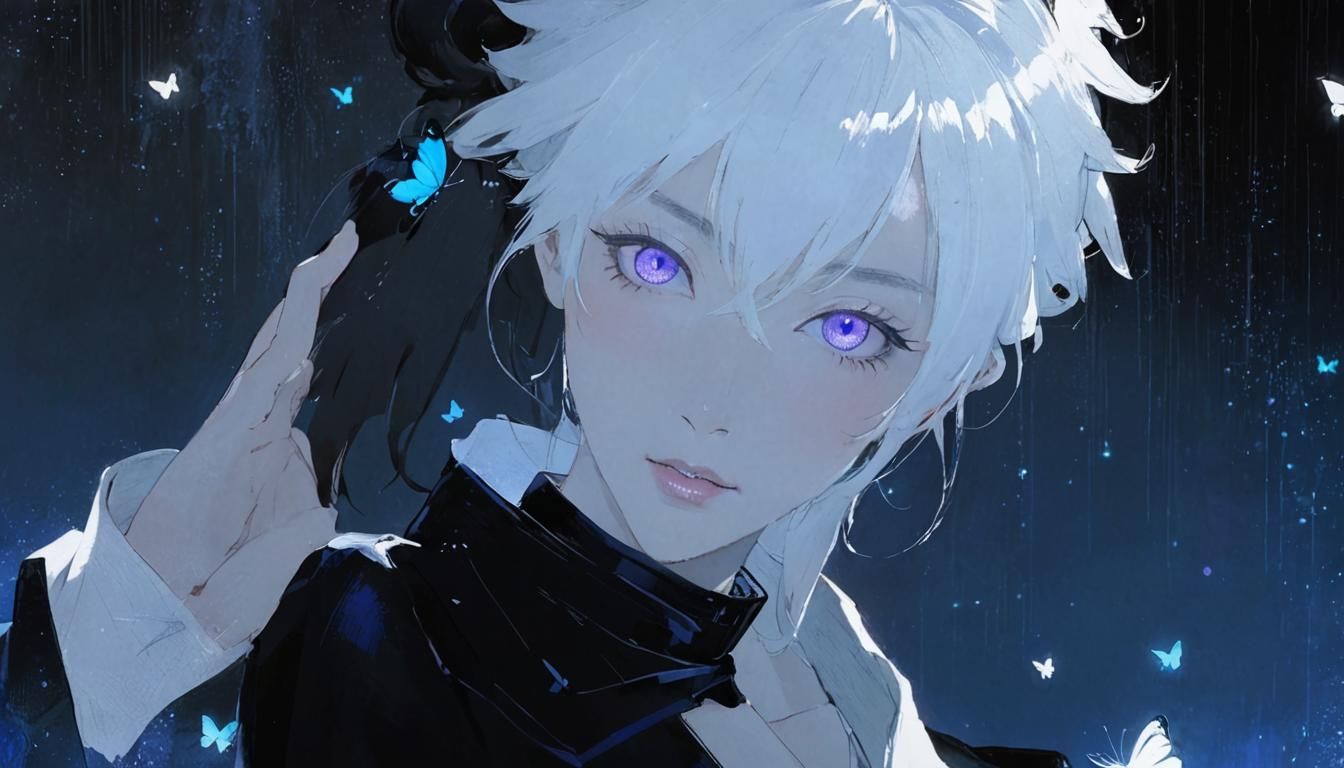 Petite Woman with Black Hair and Butterfly Pin