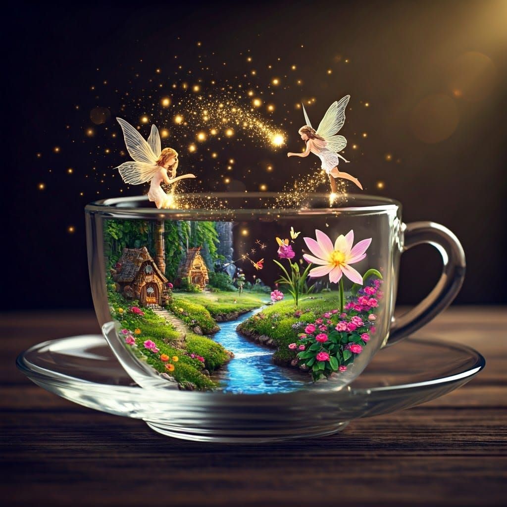 Crystal Teacup Reveals Luminous Fairyland Wonderland