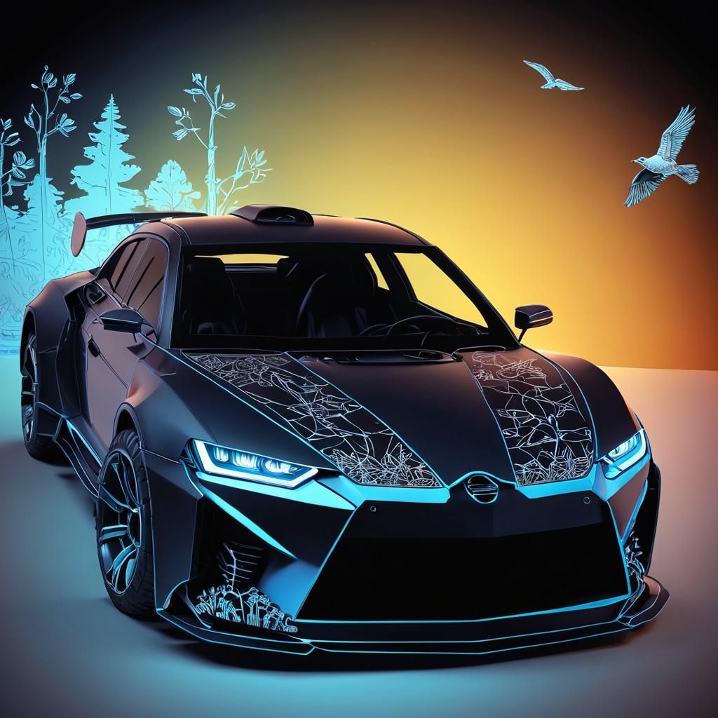 Sleek Toy Car on Neon Track in Sci-Fi Style