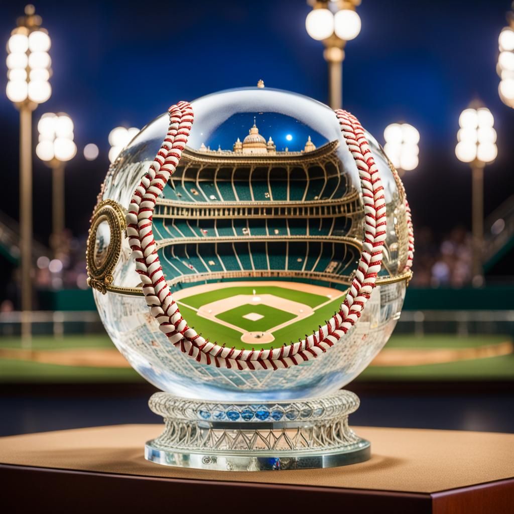 Ornate Jeweled Baseball in Museum Display