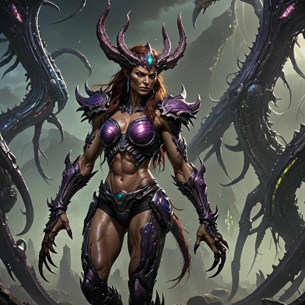 Zerg Queen Concept Art in Biomechanical Dark Fantasy Style