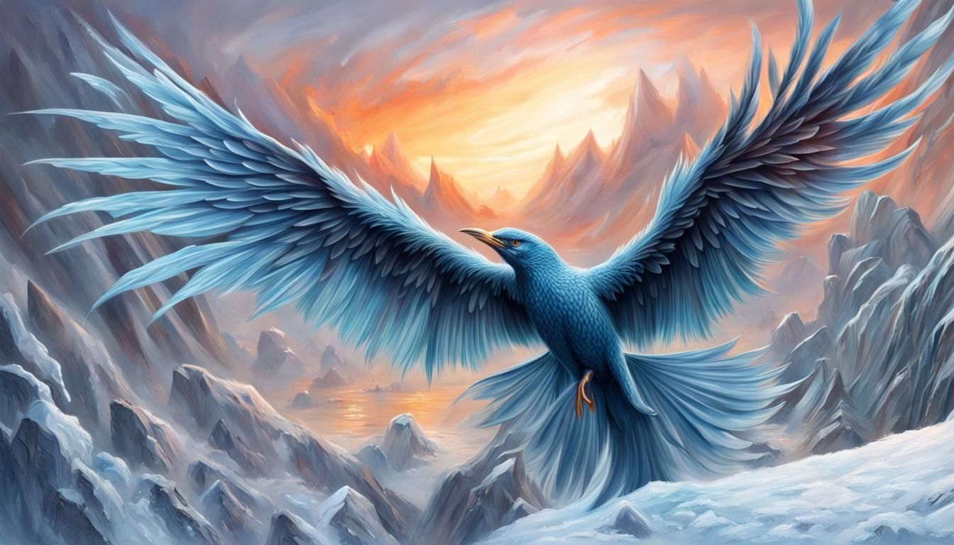 Photorealistic Fire and Ice Phoenix