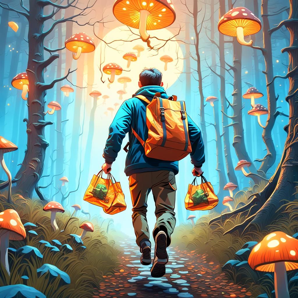 Treasure Hunter Escapes Through Mystical Forest