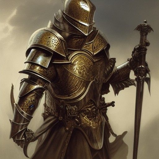 Ornate Holy Knight Portrait in Hyperrealistic Style
