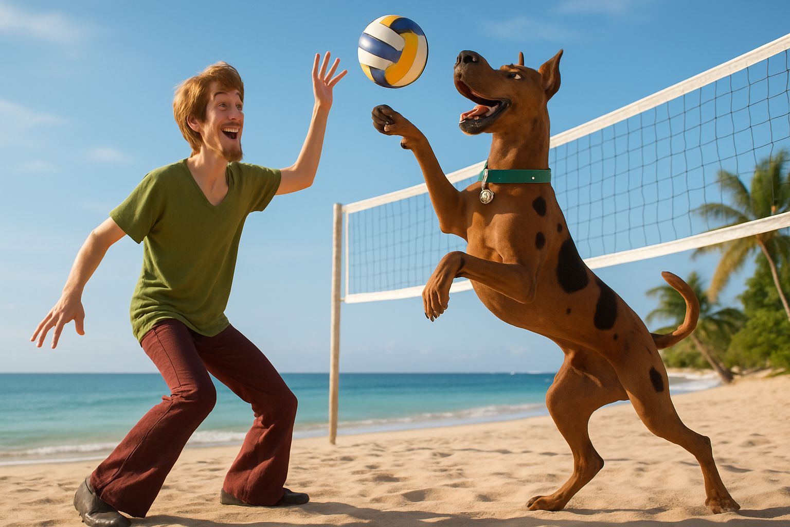 Scooby and Shaggy's Beach Volleyball Game in CGI