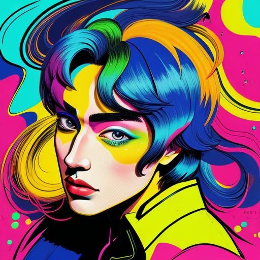 Disco Pop Manga Man in Contemporary Style