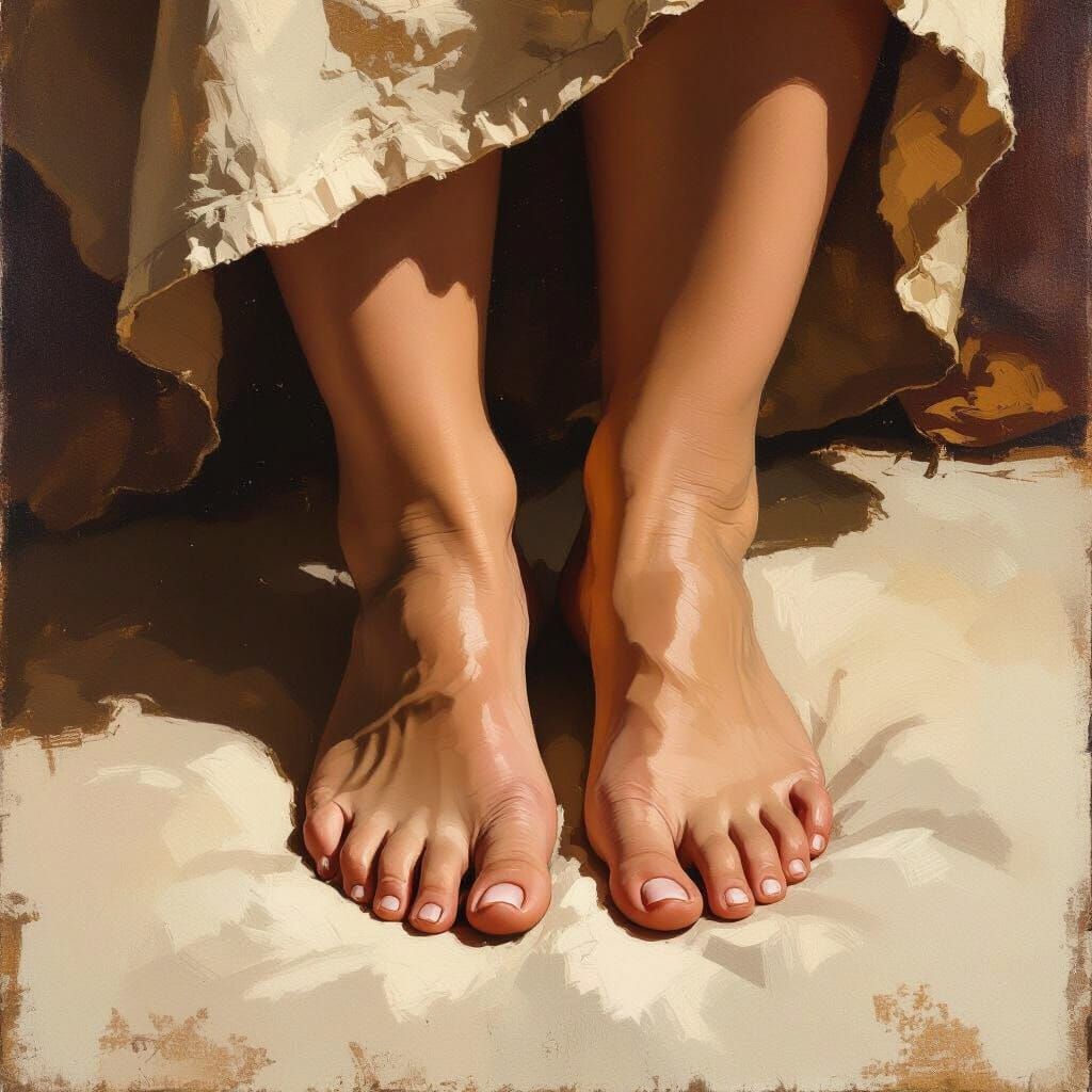 Large Bare Feet in Classical Painterly Style
