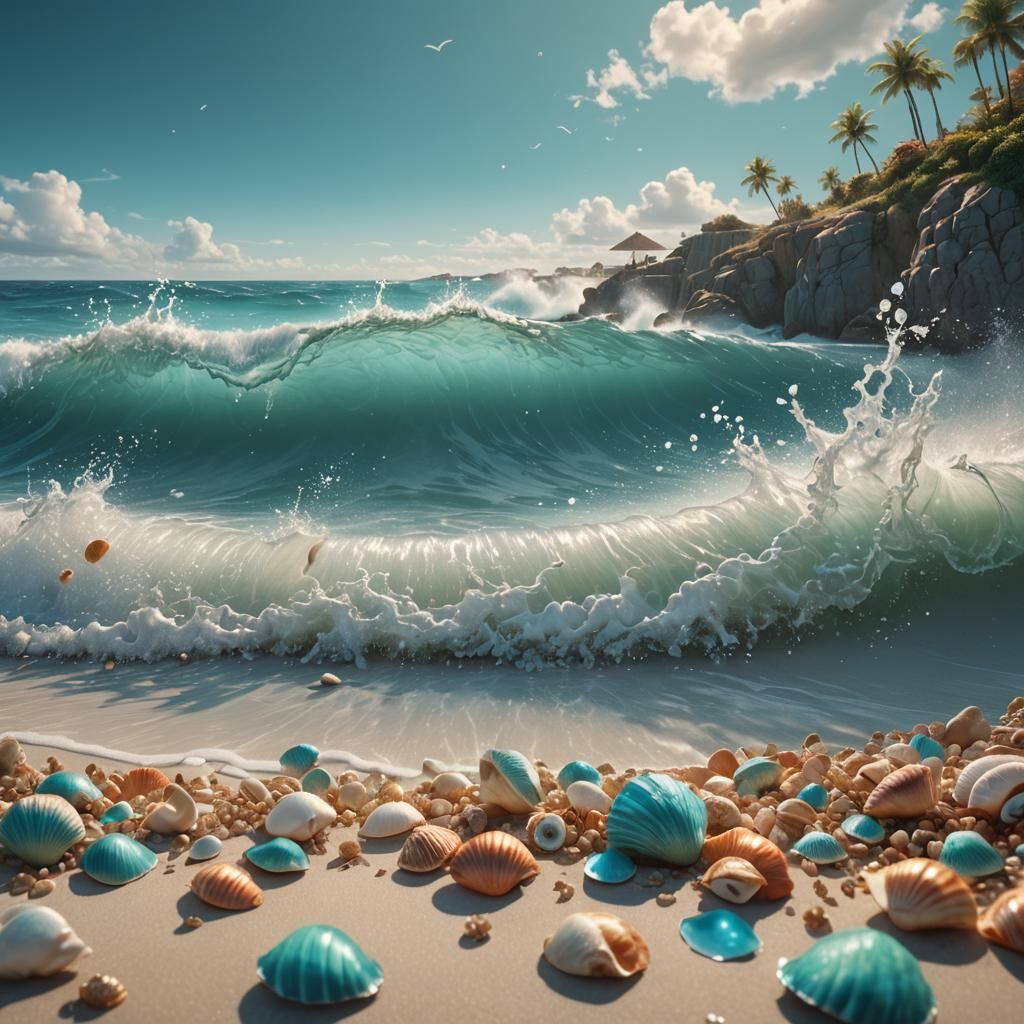 Shell Path to Turquoise Sea: Fantasy Concept Art