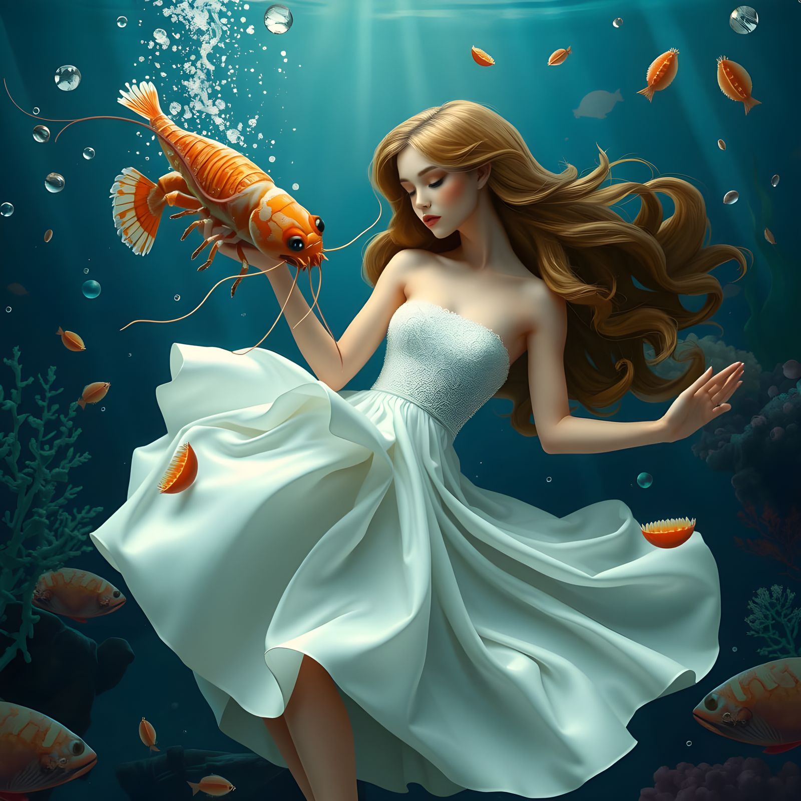 Becky's Whimsical Underwater Encounter with a Seductive Shri...