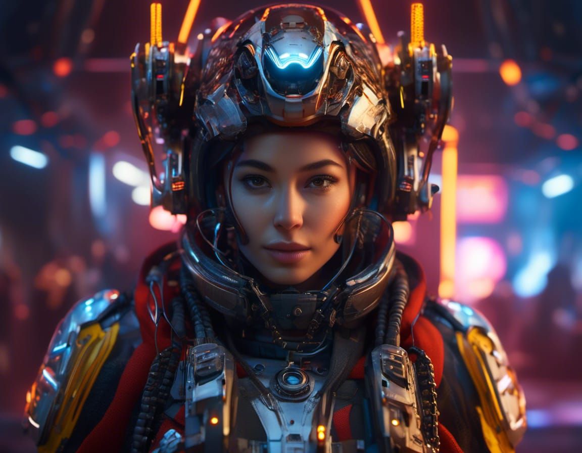 Hyperrealistic Woman in Junkyard, Science Fiction Portrait