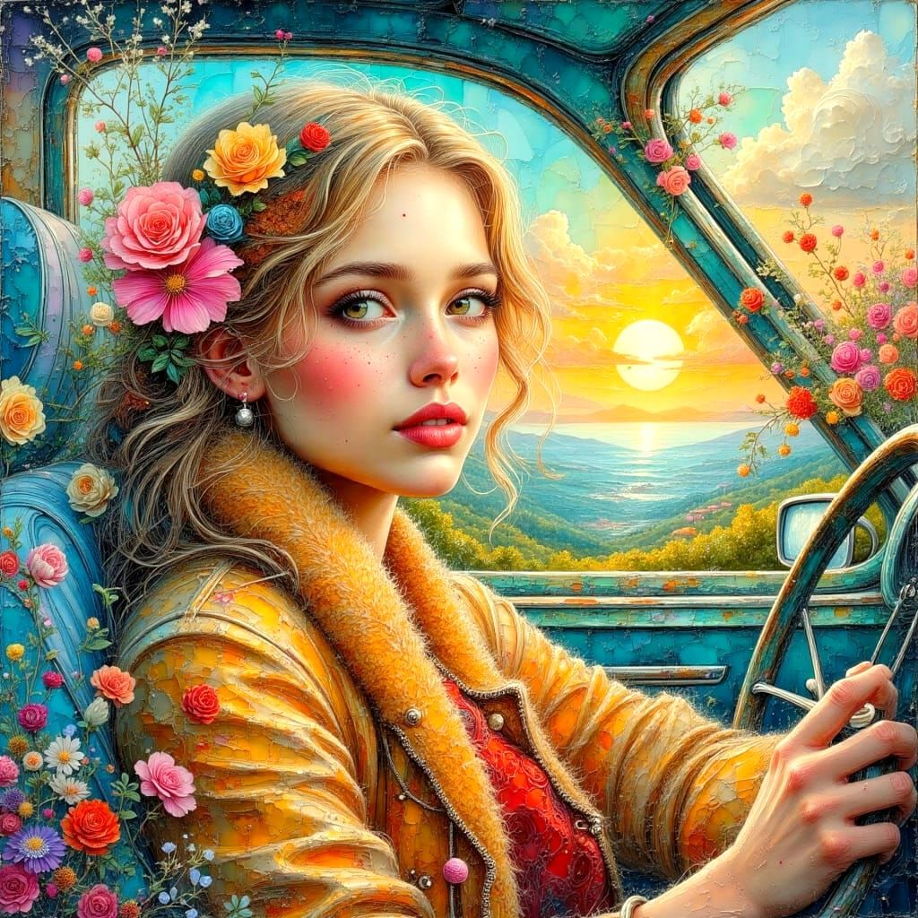 Dreamy Mixed-Media Cityscape with Impasto and Watercolor Eff...