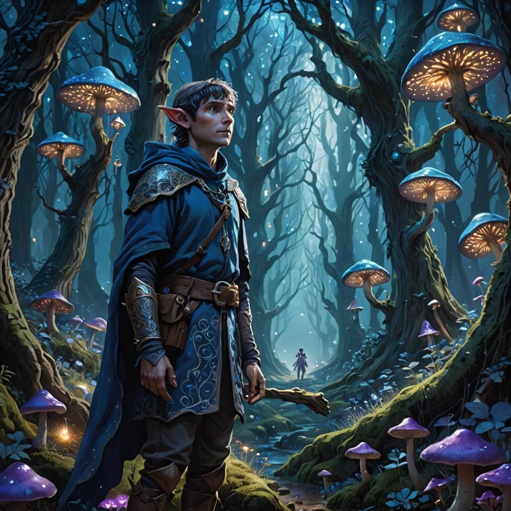 Mystical Home Elf in Ethereal Blue Forest