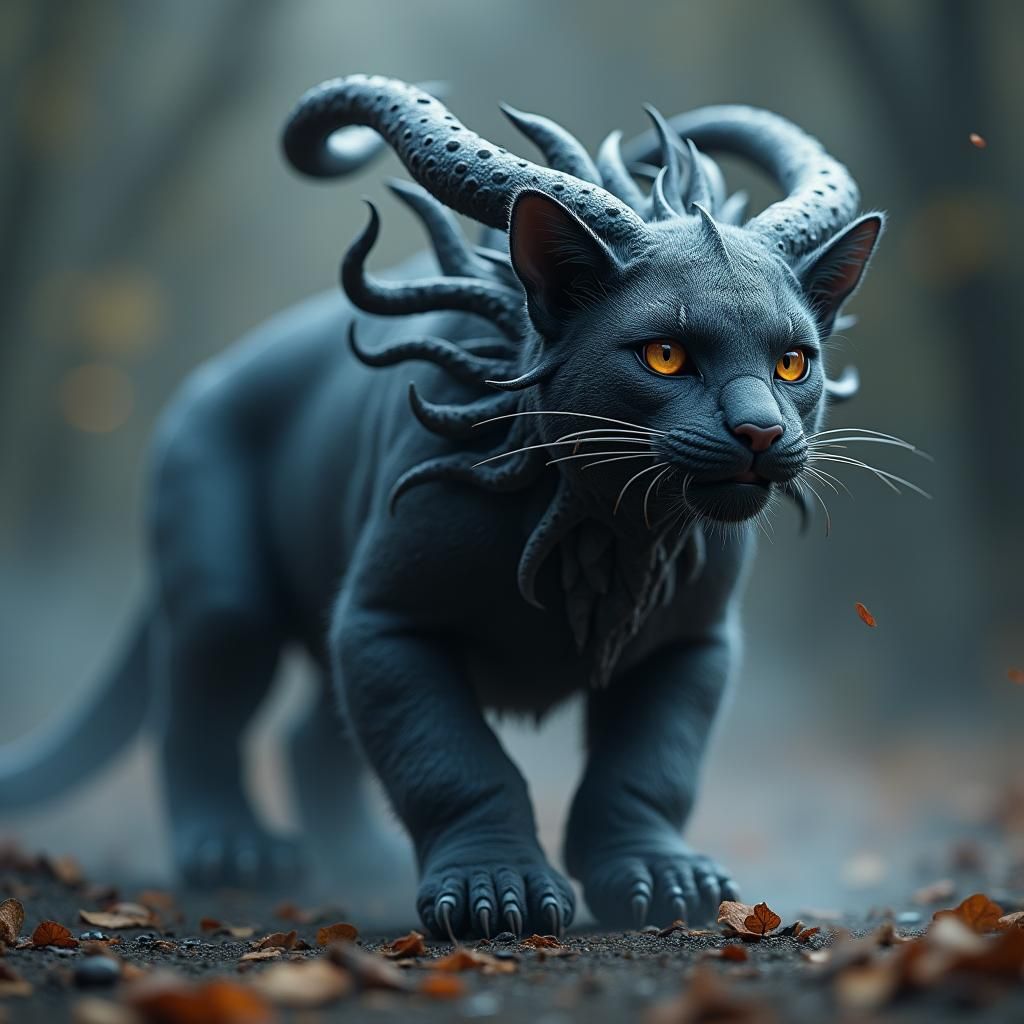 Shadow Demon Panther with Tentacles in HDR