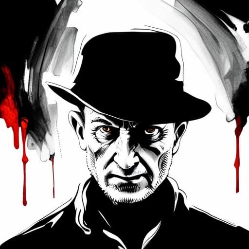 Hyperrealistic Freddy Kruger in Dreamworld, High Contrast