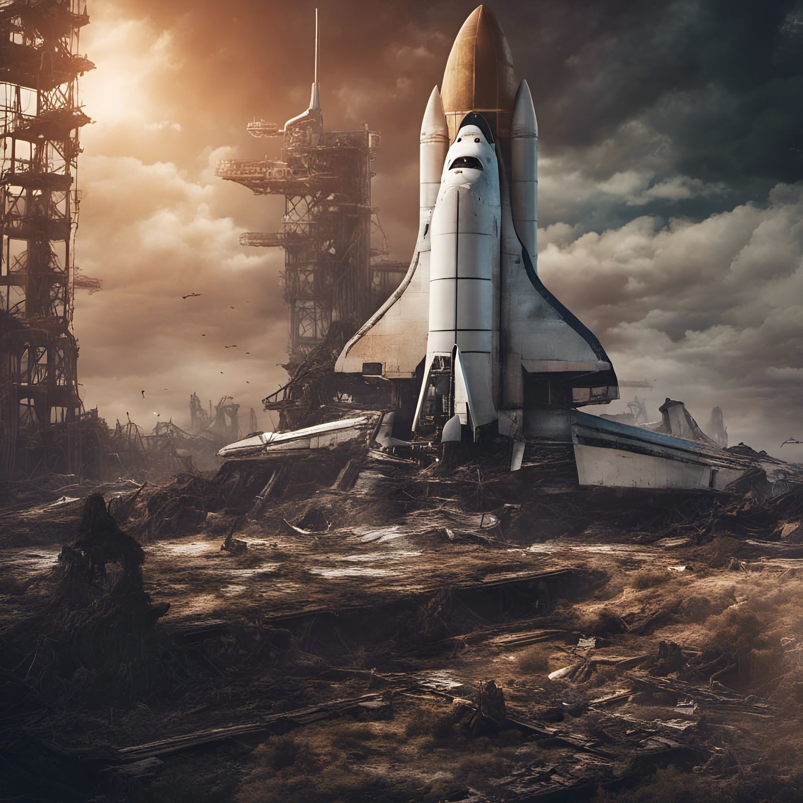 Post-Apocalyptic Space Shuttle Launch