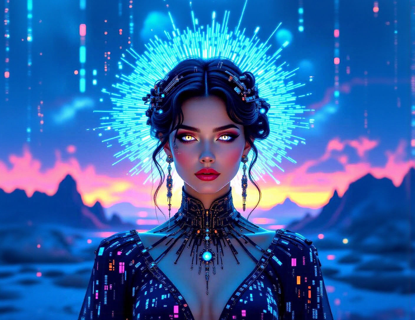 Digital Oracle Before Portal in Art Nouveau Style