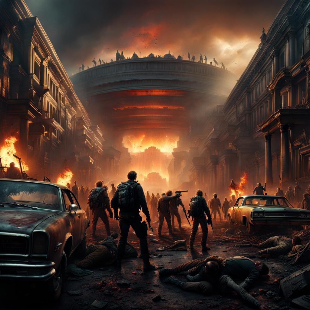 Epic Zombie Apocalypse: Detailed Digital Matte Painting
