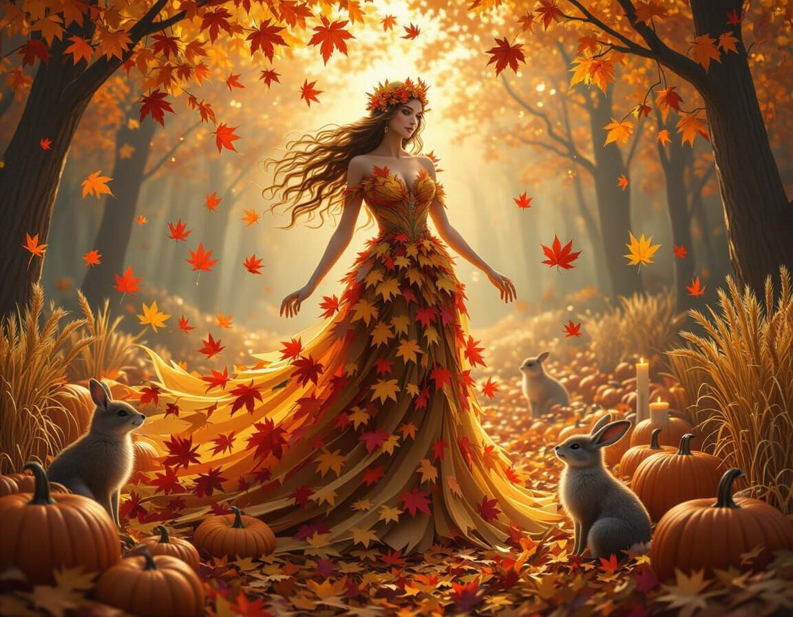 Autumn Goddess of Harvest in Ethereal Light