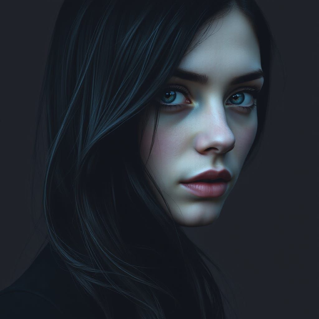 Photorealistic Woman with Pixelation and Neon Accents