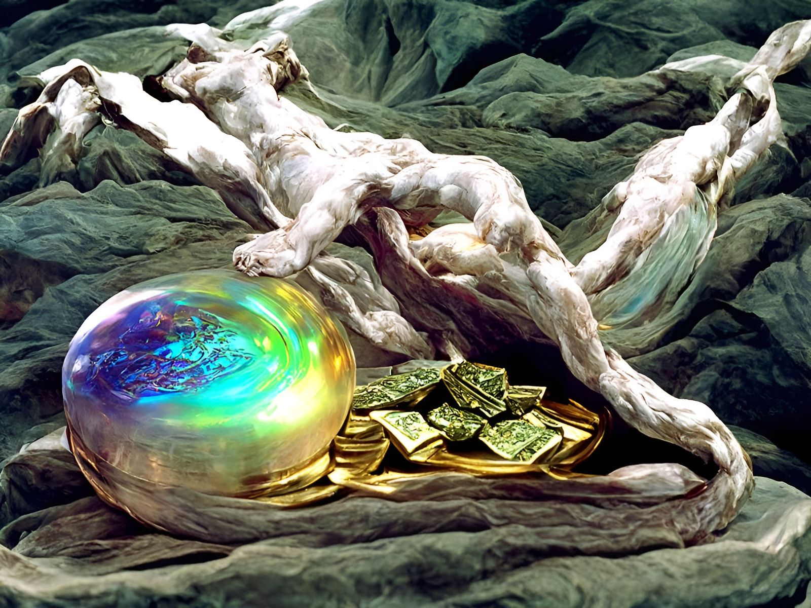 Meaningful Holographic Landscape in Art Nouveau Style