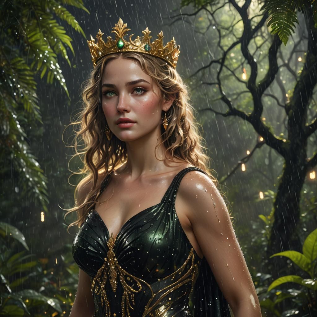 Aphrodite in Rainforest: Hyper-Realistic Fantasy Art