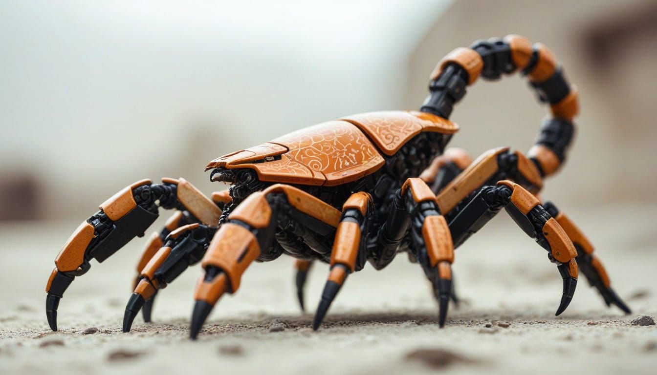 Mechanical Scorpion in Ornate Ceramic Armor