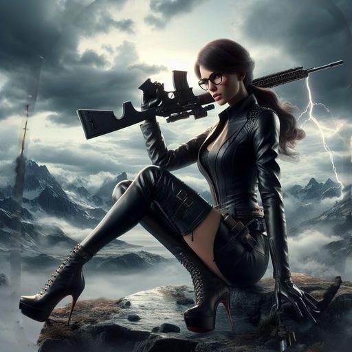 Hyperrealistic 3D Bayonetta with Rifle in Astral Setting