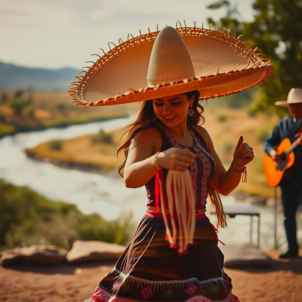 Double Exposure: Sombrero, Dancer, and Mexican Landscape
