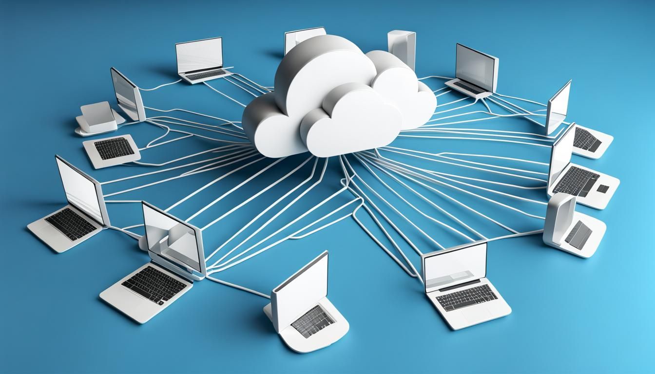 3D Render of Cloud Computing and Data Storage
