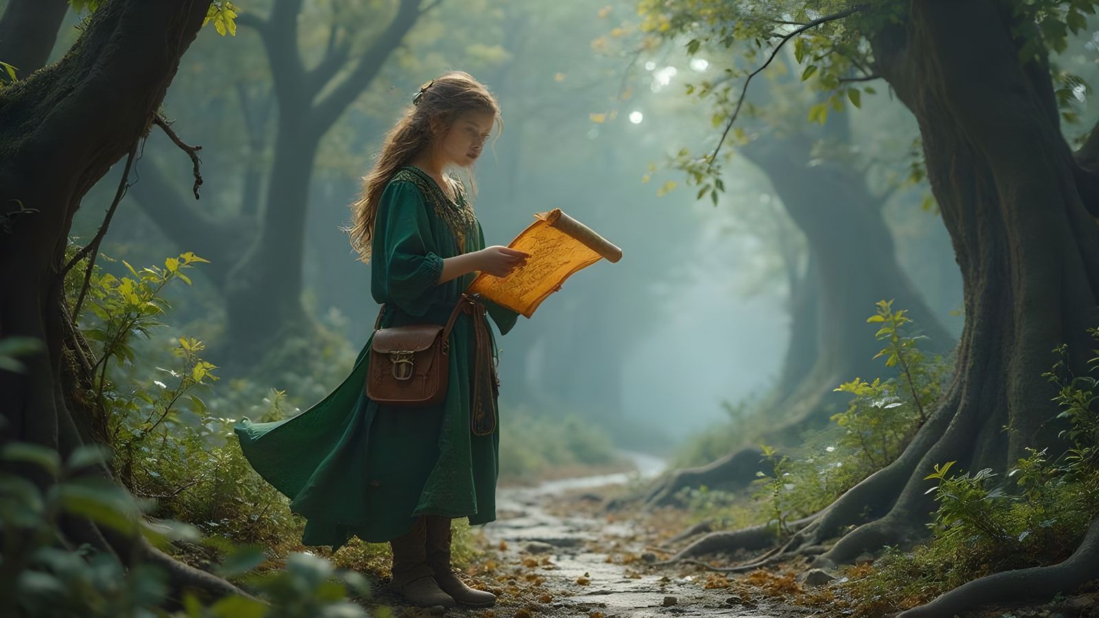 Halfling at Crossroads in Detailed Matte Painting