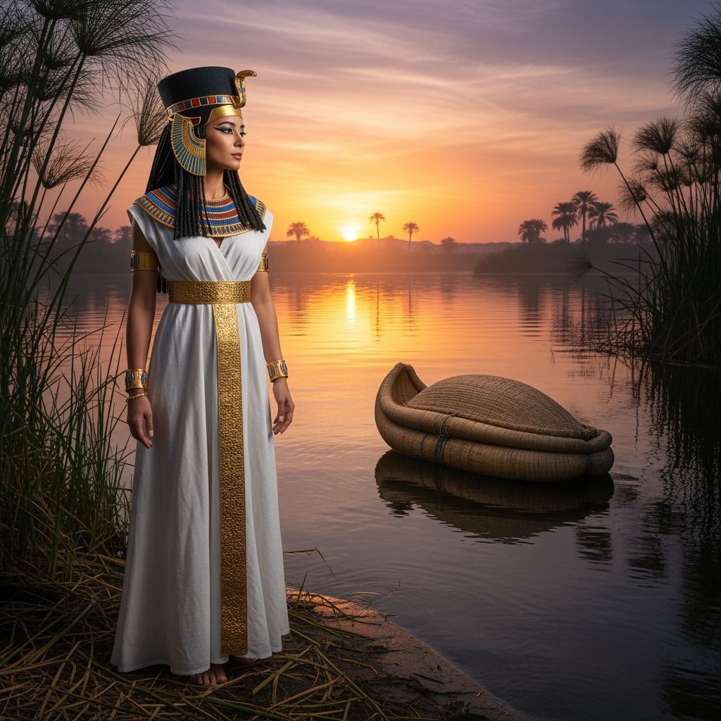 Egyptian Princess Discovers Baby Moses in River Sunrise