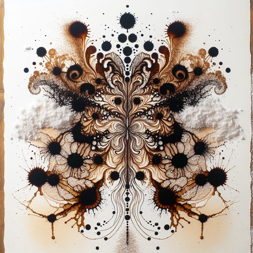 Abstract Coffee and Salt Crystal Rorschach Artwork