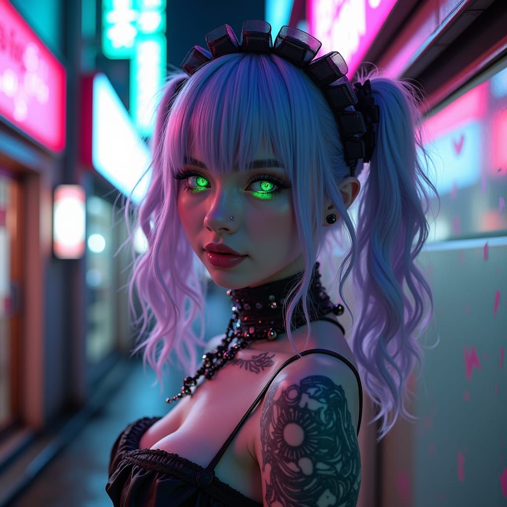 Goth cyberpunk woman