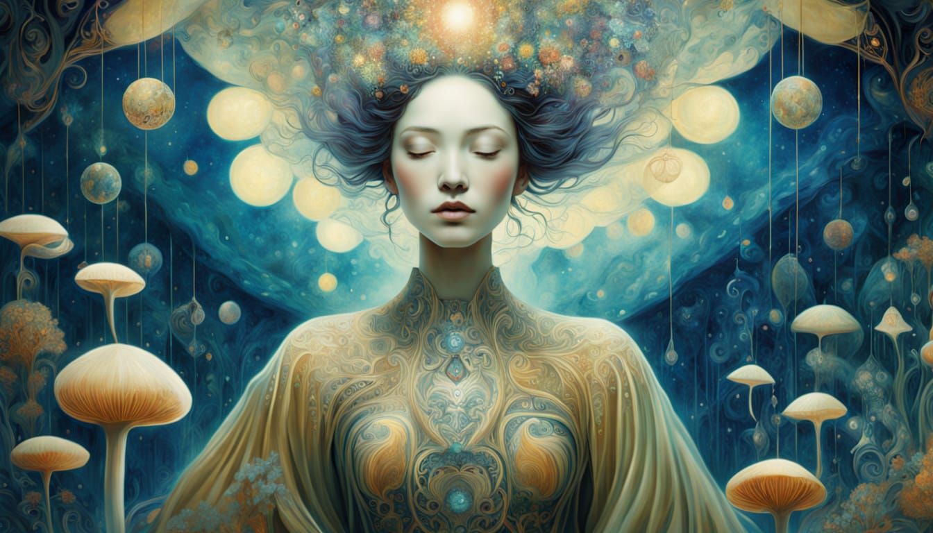 Surreal 1920s Twins in Bioluminescent Eco-Garden with Geese