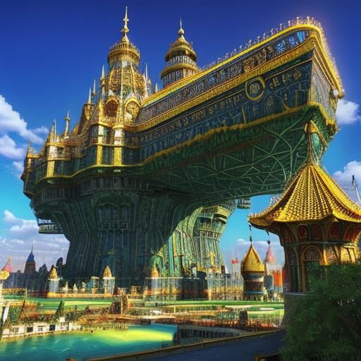 Surreal New Babylon City: Psychedelic Fractal Art