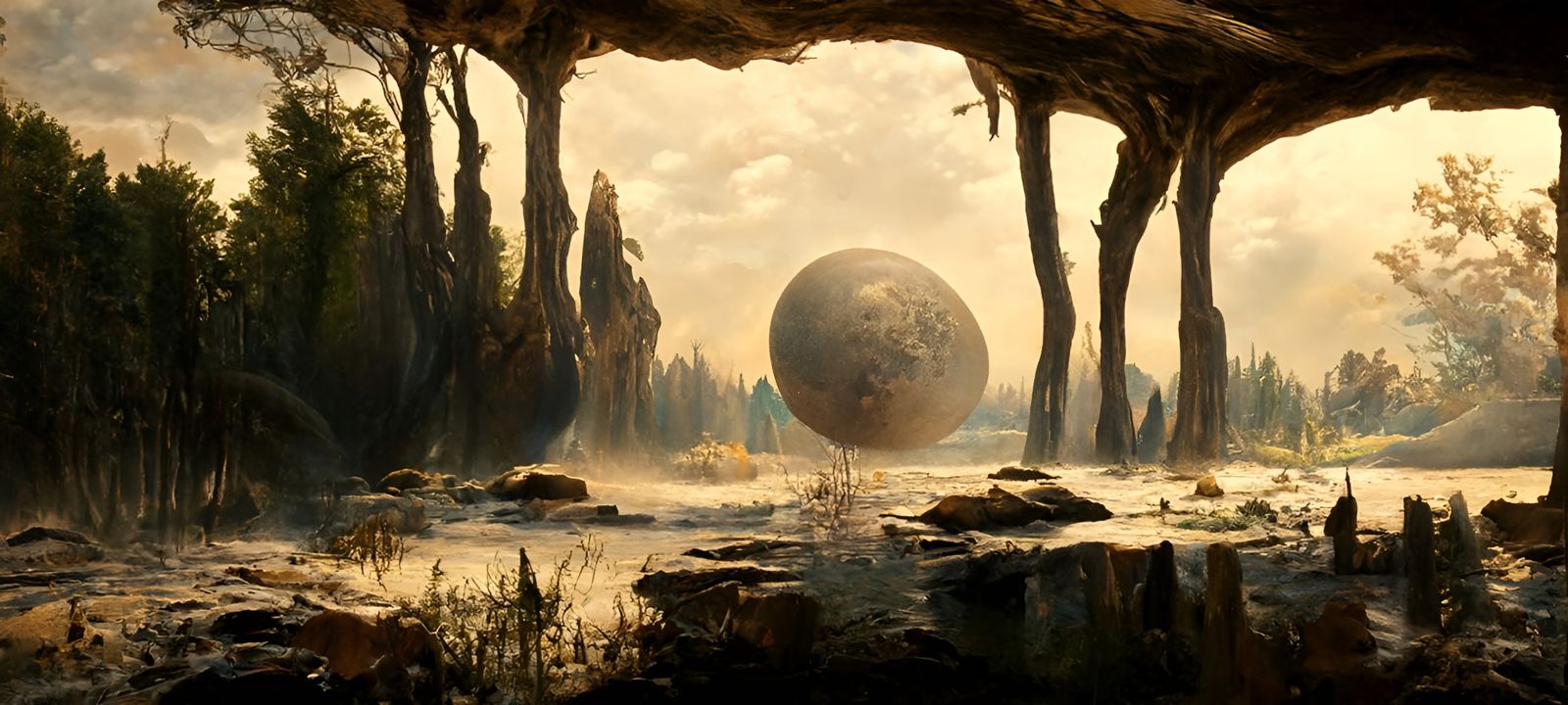 Surreal Alien Landscape with Glowing Flora