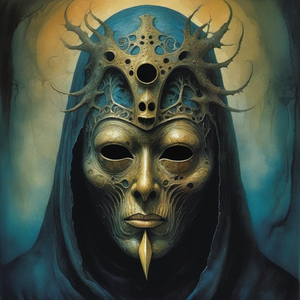Horrifying Mask of Greed: Occult Cultist Art
