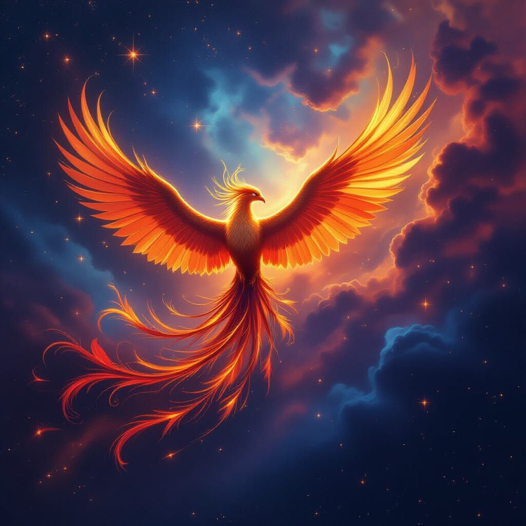 Majestic Phoenix Soars Through Cosmic Nebula