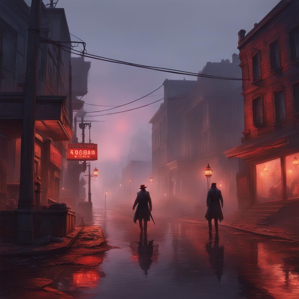 Fog-Shrouded Western City at Dawn