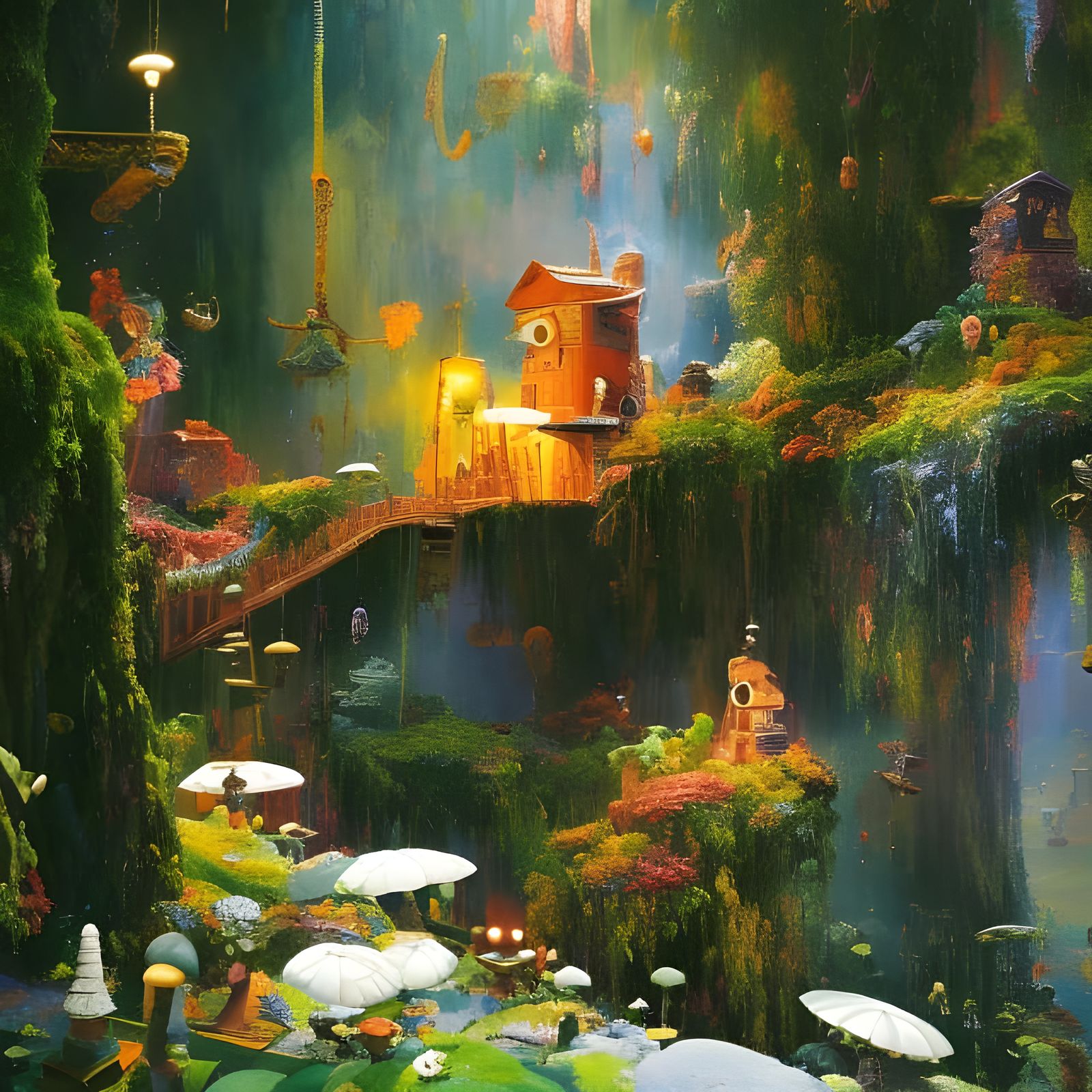 Dreamy Abstract Landscape with Magical Particles