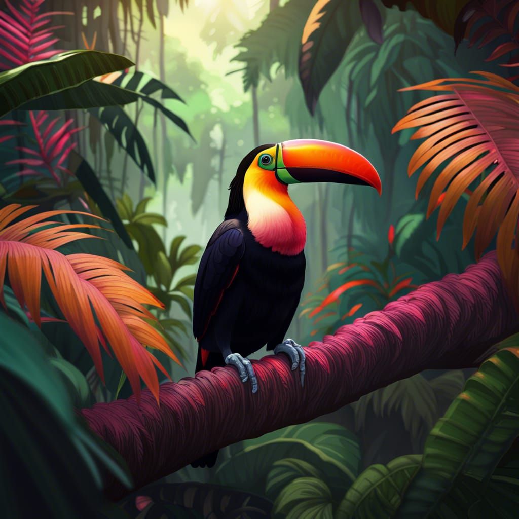 Toco Toucan in the center of the guyana rainforest