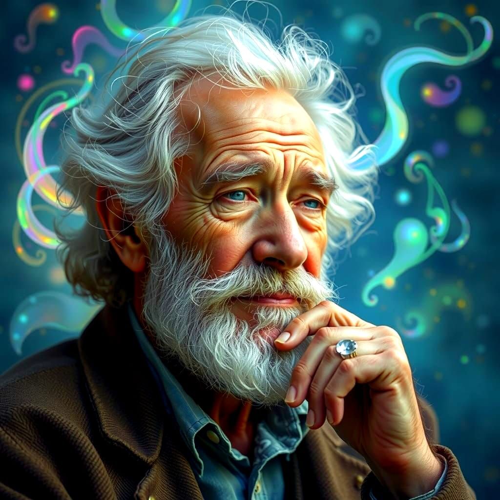 Surrealist Old Man in Ethereal Surroundings