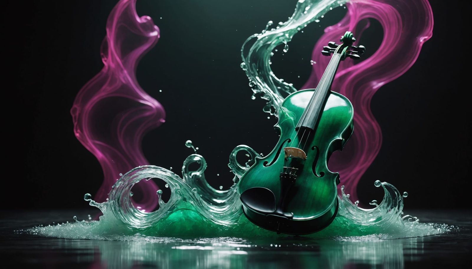 Water Violin on Mist Stage with Ethereal Light