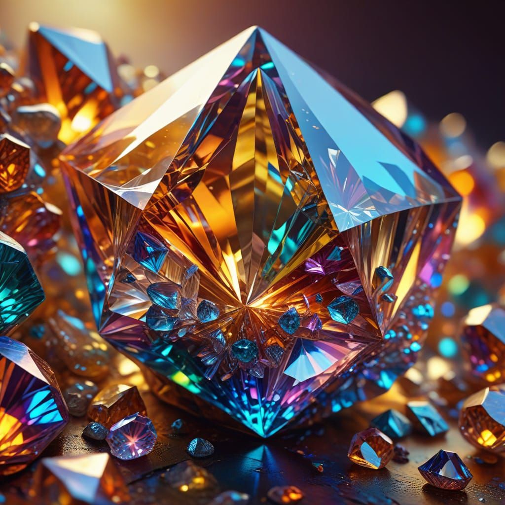 Gemstone Sculpture in Vibrant Oil Painting Style