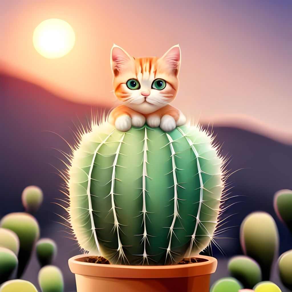 Kitten-Faced Cactus in a Realistic Desert