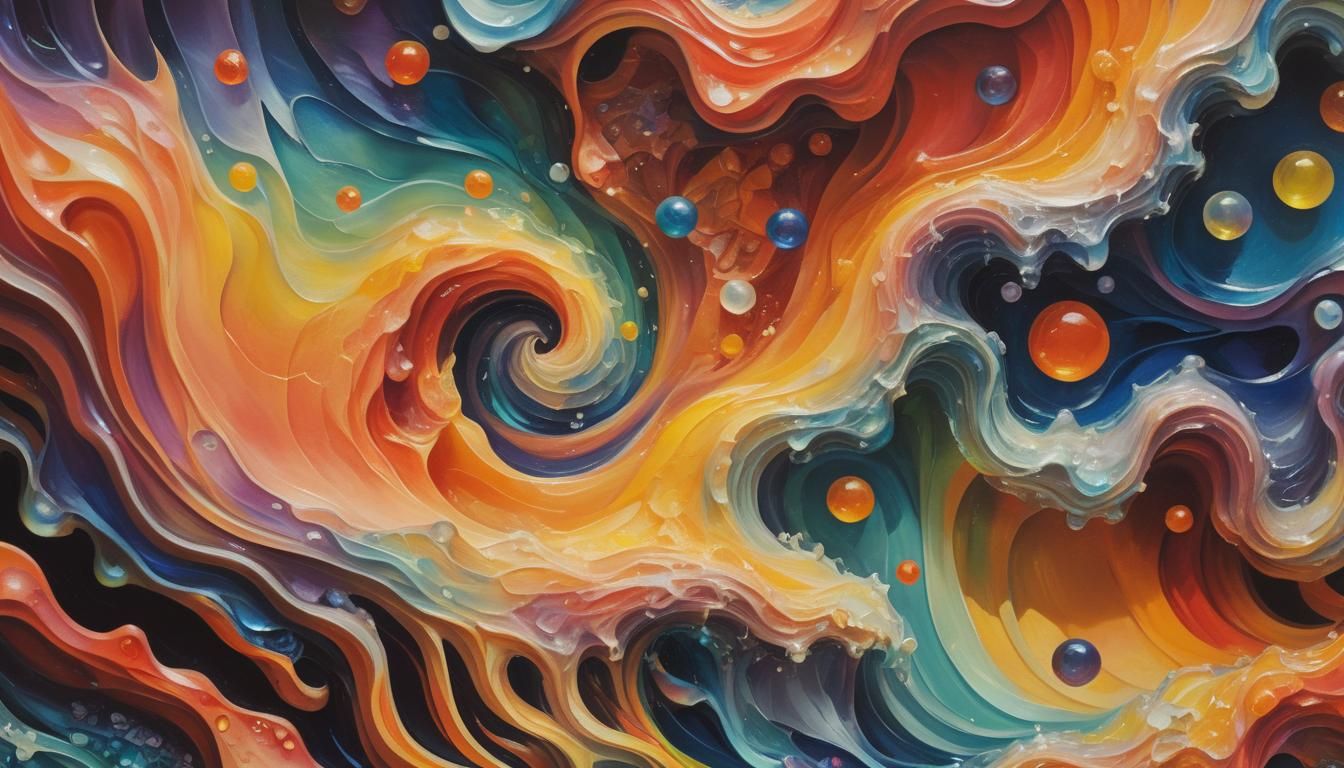 Iridescent Surrealism: Abstract Expressionist Oil Painting