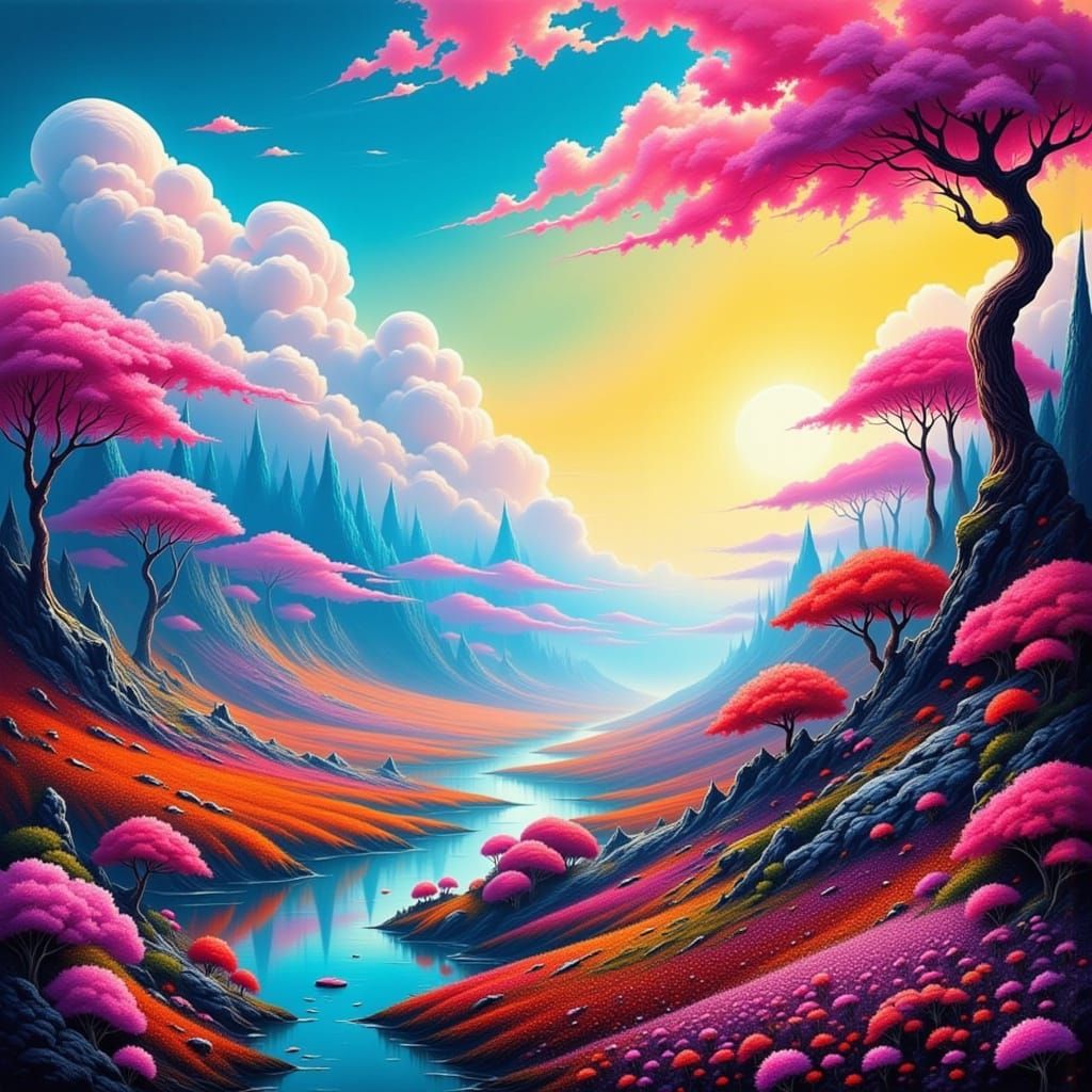Vibrant Whimsical Dreamscape in 2112 Style