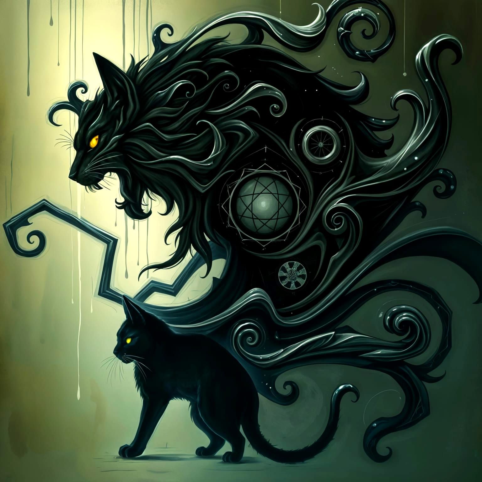 Cat's Shadow Transforms into Lion with Cosmic Majesty